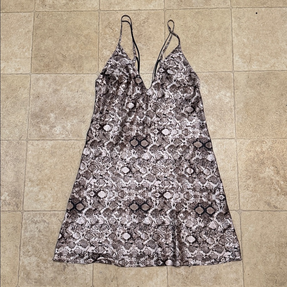 Vintage Victoria's Secret Silky Slip Dress Snake Print S NWOT